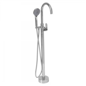 Round Chrome Free Standing Bath Mixer with H/S