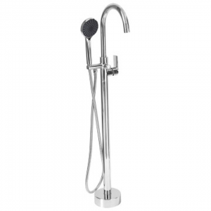 Round Chrome Free Standing Bath Mixer with H/S