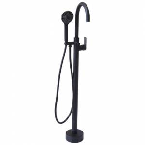 Round Black Free Standing Bath Mixer with H/S