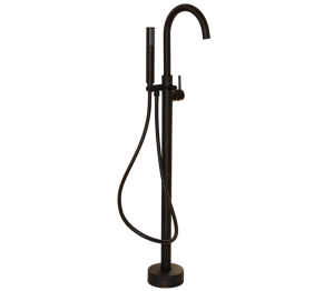 Round Black Free Standing Bath Mixer with H/S
