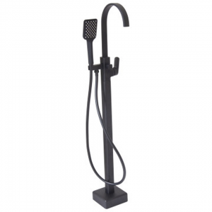Square Black Free Standing Bath Mixer with H/S