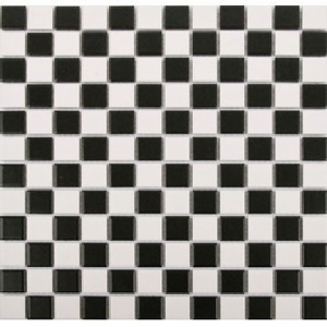 Classic Ceramic Mosaic Sheet (23x23x4mm) 302x302x4mm White/Black Matt Checker