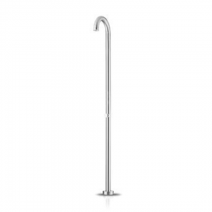 Freestanding shower stainless steel with eco push button, brushed
