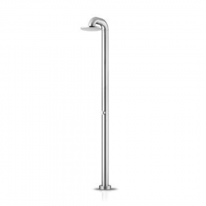 Freestanding shower stainless steel with eco push button, brushed