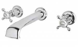 Perrin & Rowe - Three hole wall mounted basin mixer - Crosshead Handles