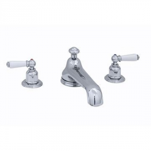 Perrin & Rowe - Three hole deck mounted basin mixer - White Lever Handles