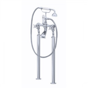 Perrin & Rowe - Floor Mounted Bath Mixer - Crosshead Handles