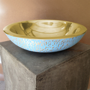 Brass & Turquoise Double Skin Basin 450mm
