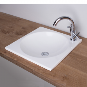Cube Large Recessed Basin 440x440x20mm White
