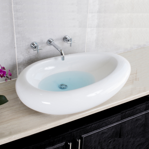 Big Pebble Countertop Basin 870x540x220mm White