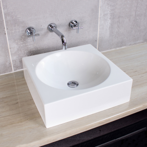 Cube Large Countertop Basin 450x450x100mm White