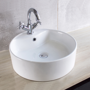 Circle Countertop Basin With Taphole 460x160mm White
