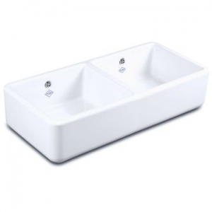 Classic Compact Double Bowl Sink with Central Dividing Wall 795x465x229mm white