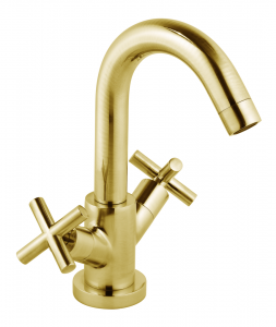 Vado - Elements Cross Handle Basin Mixer - Brushed Gold