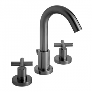 Vado - Elements Cross Handle Deck Mounted Basin Mixer - Brushed Black