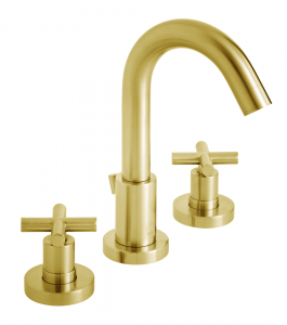 Vado - Elements Cross Handle Deck Mounted Basin Mixer - Brushed Gold