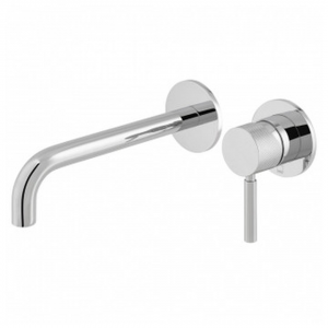 Origins Slimline 2 Hole Wall Mounted Single Lever Basin Mixer With Knurled Handle - 180mm Spout