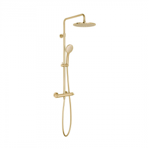 Vado - Atmosphere Adjustable Round  Thermostatic Shower Column - Brushed Gold