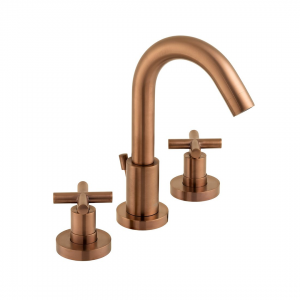 Vado - Elements Cross Handle Deck Mounted Basin Mixer - Brushed Bronze
