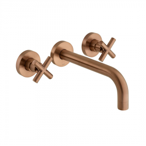 Vado - Elements Cross Handle Wall Mounted Basin Mixer - Brushed Bronze