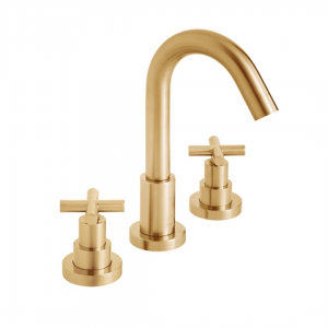 Vado - Elements Cross Handle Piller Mounted Bath Filler - Brushed Gold