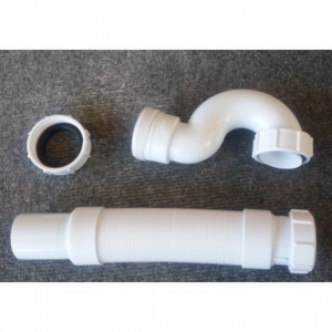 Kit 12/13C Concealed P-Trap With Flex Hose Plastic White