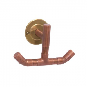 CopperWorx - Double Robe Hook 45 bend - - Antique Brass