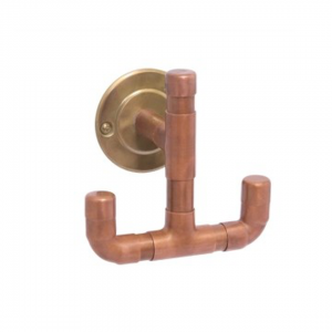 CopperWorx - Double Robe Hook 90 - Antique Brass