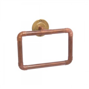 CopperWorx - Guest Towel Ring Square - Antique Brass