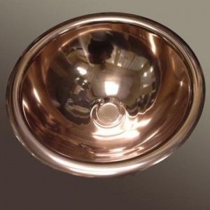 Victorian Side Copper Small Basin Drop-In Round Single Skin Copper