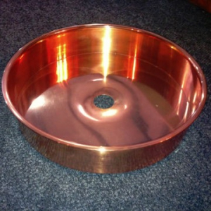 Victorian Side Copper Basins Basin Counter Top Round 315x90mm with Lip Copper