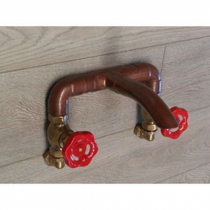 Steam Punk Wall Mounted Bath Filler + Backing Plates And 1/4 Turn Handles