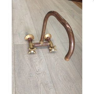 Wall Mounted Custom Made Victorian Side -  Or Kitchen Mixer + 1/4 Turn Handles And Swivle Spout
