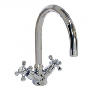 1 Tap Hole Victorian Side -  Mixer  With Gooseneck Spout And 1/4