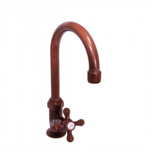 Pillar Mounted Prep Tap - Vic-Side Handle - Cold Water Only - Aged Copper