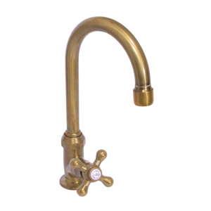 Pillar Mounted Prep Tap - Vic-Side Handle - Cold Water Only - Antique Brass