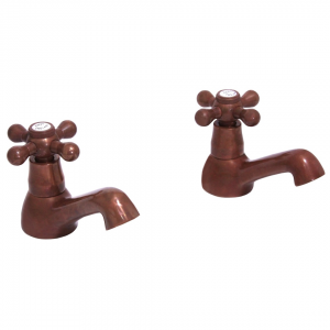 Victorina Side - Victoriana Basin Taps Pair - Aged Copper