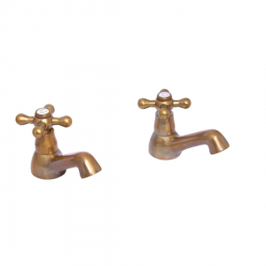 Antique Brass Victorian Side -  Pillar Taps Vic Handle (Pr)