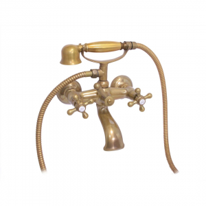 Wall Mounted Bath Mixer - Antique Brass