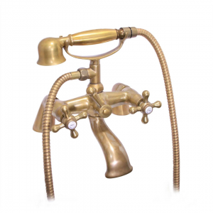 Piller Mounted Bath Mixer - Antique Brass