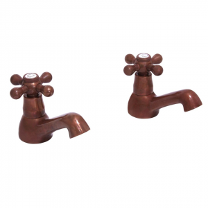 Vic-Side - Bath Pillar Taps (Pair) - Aged Copper
