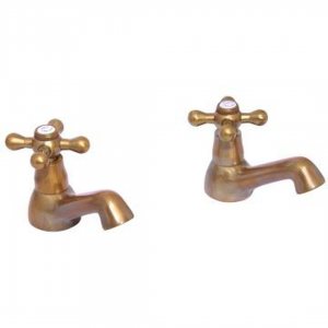 Vic-Side - Bath Pillar Taps (Pair) - Antique Brass