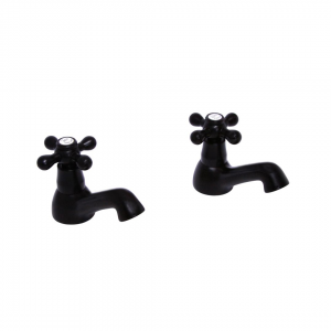 Vic-Side - Bath Pillar Taps (Pair) - Matt Black