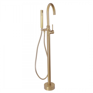Round Brass Free Standing Bath Mixer with H/S
